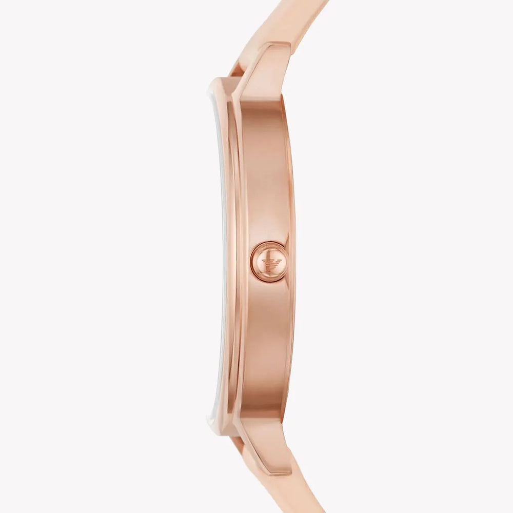 Emporio Armani Women's Rose Gold Watch, Silver Dial | Ar80058 by i-watch
