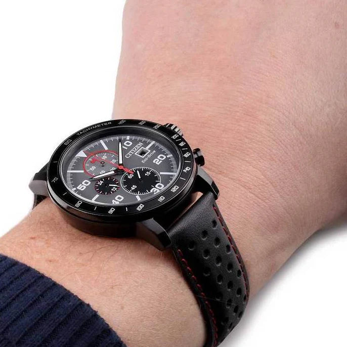 Citizen Ca0645-15h Elevate - Bold Black Stainless Steel Men's Watch With Eco-Drive Tech & Luxury Leather Band by i-watch