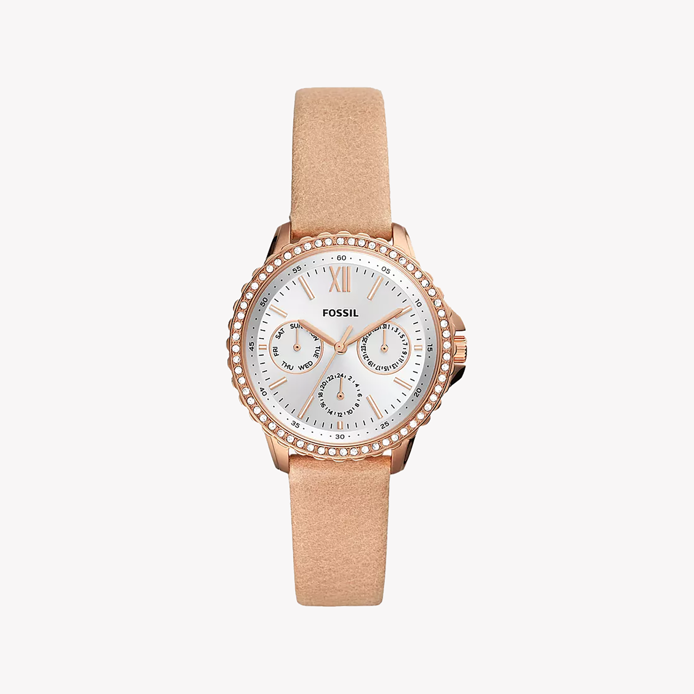 FOSSIL ES4888 ROSE GOLD ELEGANCE - TIMELESS WOMEN'S WATCH WITH LEATHER STRAP & WHITE DIAL