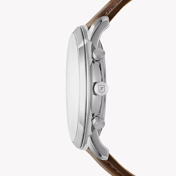Fossil Men's Silver Stainless Steel, Brown Leather | Fs5380 by i-watch