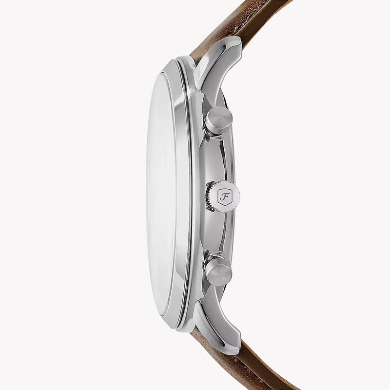Fossil Men's Silver Stainless Steel, Brown Leather | Fs5380 by i-watch