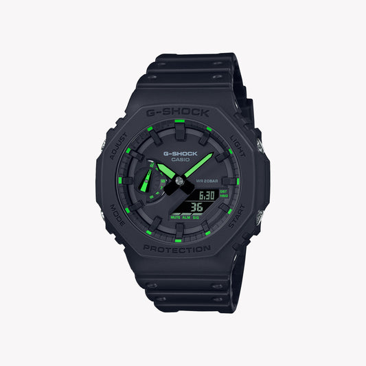 CASIO G-SHOCK GA-2100-1A3 OAK - Montre pour homme à index vert fluo