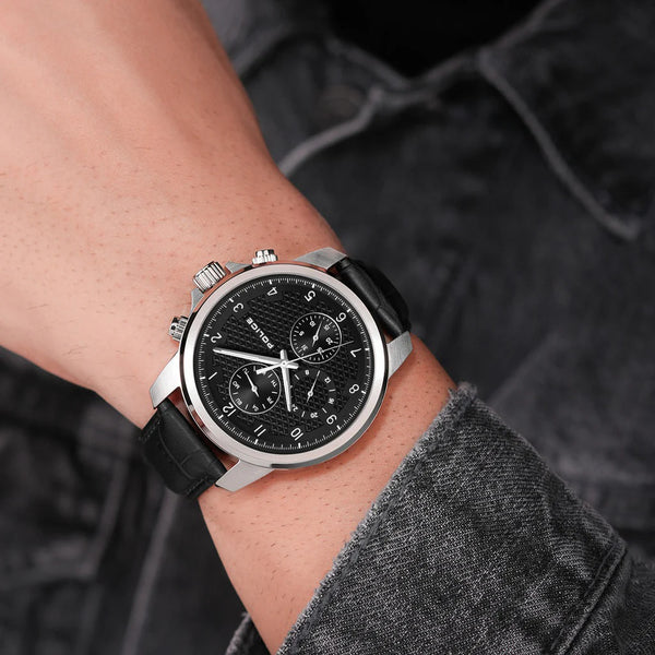 Police Men's Silver Stainless Steel, Black Leather | Pewjf0021503 by i-watch