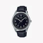 CASIO MTP-V005L-1B4 STYLISH ADVENTURER - MEN'S SPORTY LEATHER WATCH WITH BLACK DIAL