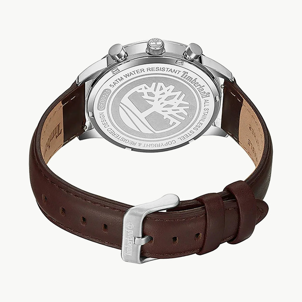 Timberland Men's Silver & Brown Leather Watch, Blue Dial | Tdwgf0042101 by i-watch