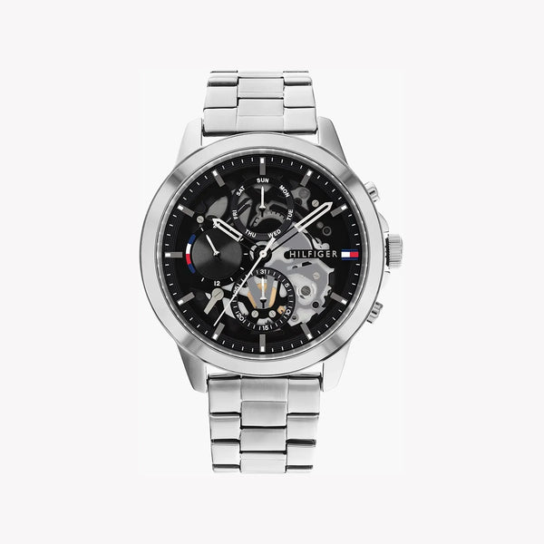 Tommy Hilfiger Men's Silver Watch, Black Dial | 1710477 by i-watch