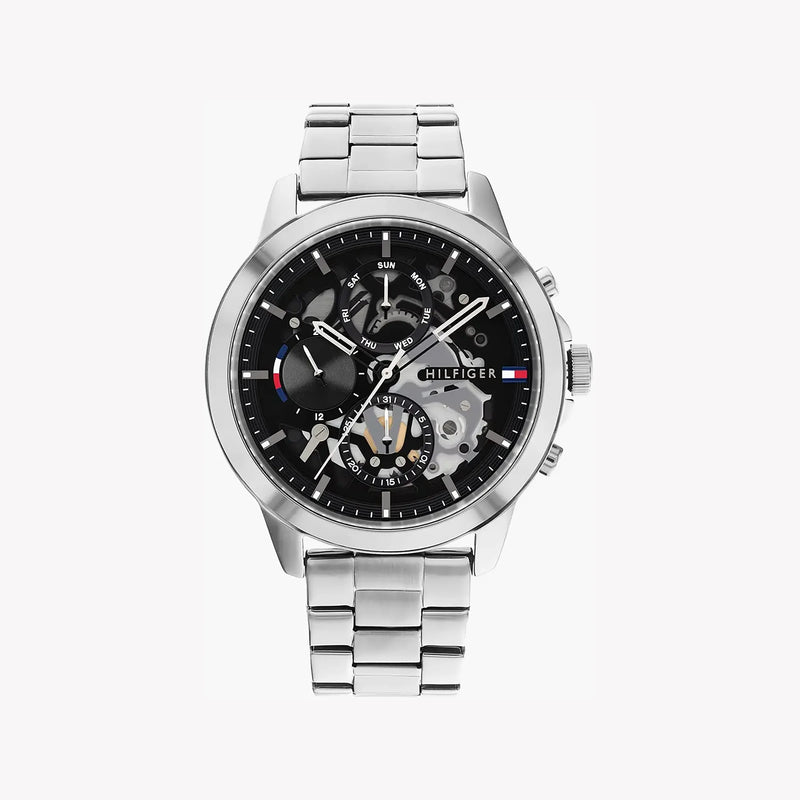 Tommy Hilfiger Men's Silver Watch, Black Dial | 1710477 by i-watch