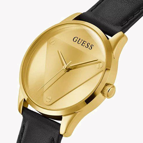 GUESS GW0642L1 - ELEGANT GOLD CHARM - Women’s Watch with Black Leather/Silicone Band and Radiant Gold Dial-i-Watch-3