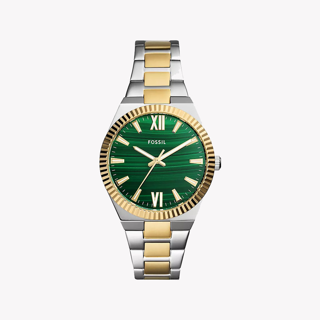 FOSSIL Women's Watch with Silver Stainless Steel Case and Silver / Gold Stainless Steel Band