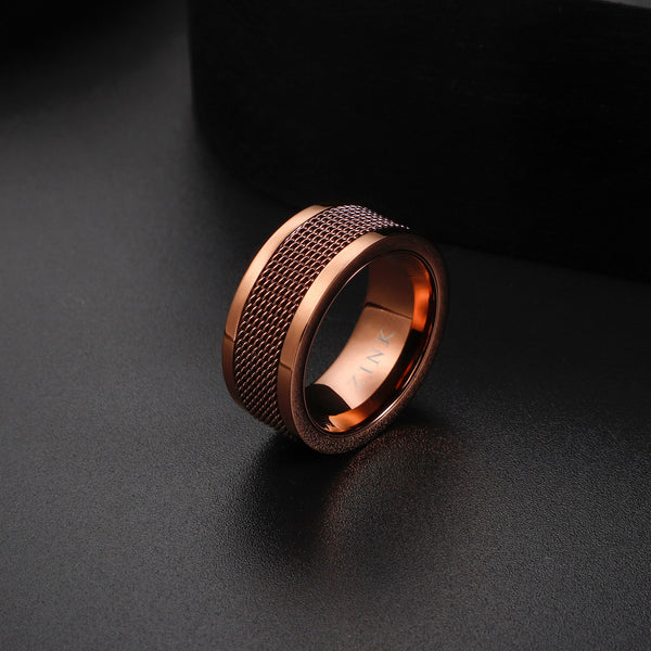 Zink Men's Rose Gold Stainless Steel Ring | Zjrg008sbr