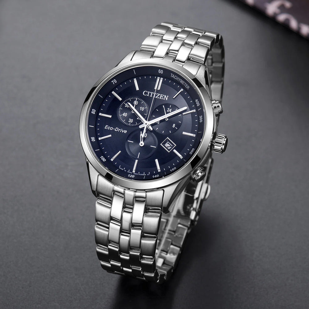 Citizen At2141-52l Silver Dual-Dial Eco-Drive Chronograph - Modern Mens Timepiece by i-watch