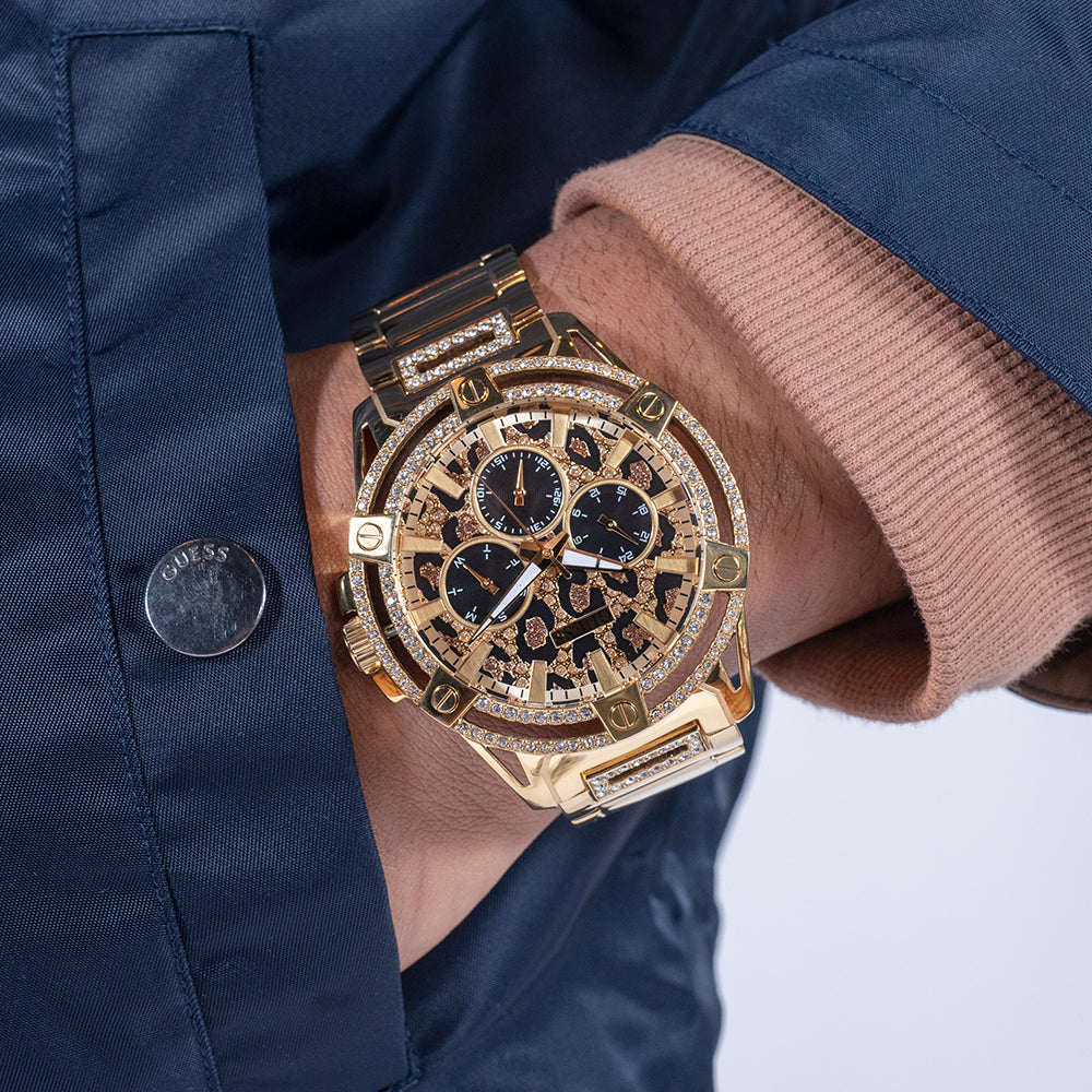GUESS GW0497G4 BOLD GLAM - WILDLY STYLISH GOLD WOMEN'S WATCH with Animal Print Dial-i-Watch-5