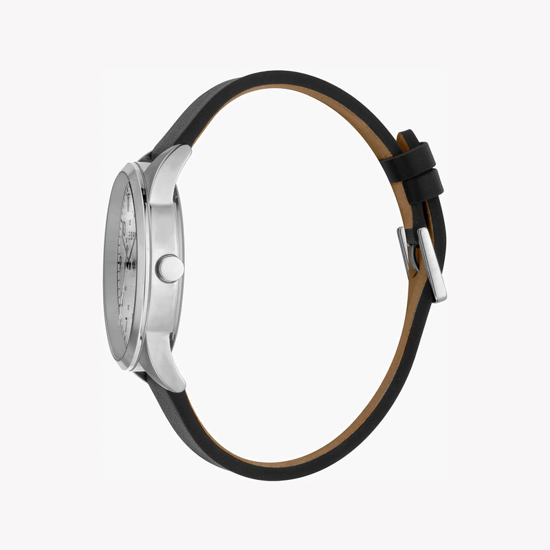 Esprit Men's Black Leather Watch, Silver Dial | Es1g093m0015 by i-watch