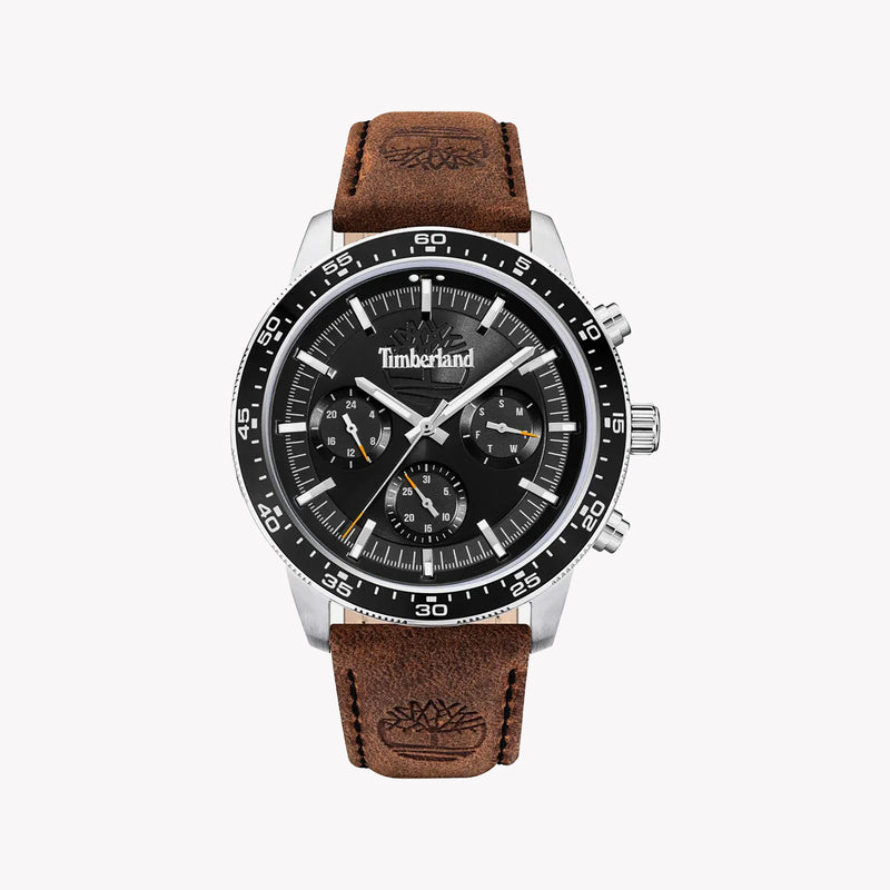 Timberland Men's Silver Stainless Steel, Brown Leather | Tdwgf0029002 by i-watch