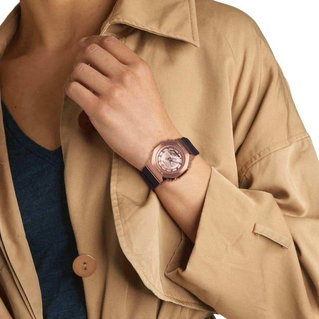 Casio G-Shock Women's Rose Gold Watch, Black Band | Gm-S2100pg