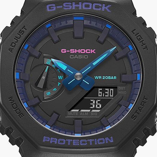 CASIO G-SHOCK GA-2100VB-1ADR – MÄNNLICHE SCHWARZE VIBRANCE-HERRENUHR: ROBUSTER STIL MIT MODERNEM ECK
