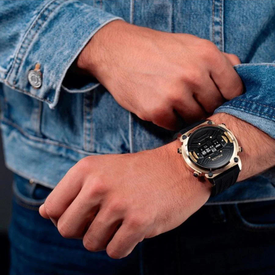 Police Men's Gold Watch, Black Rubber Band | Pewjp2228501 by i-watch