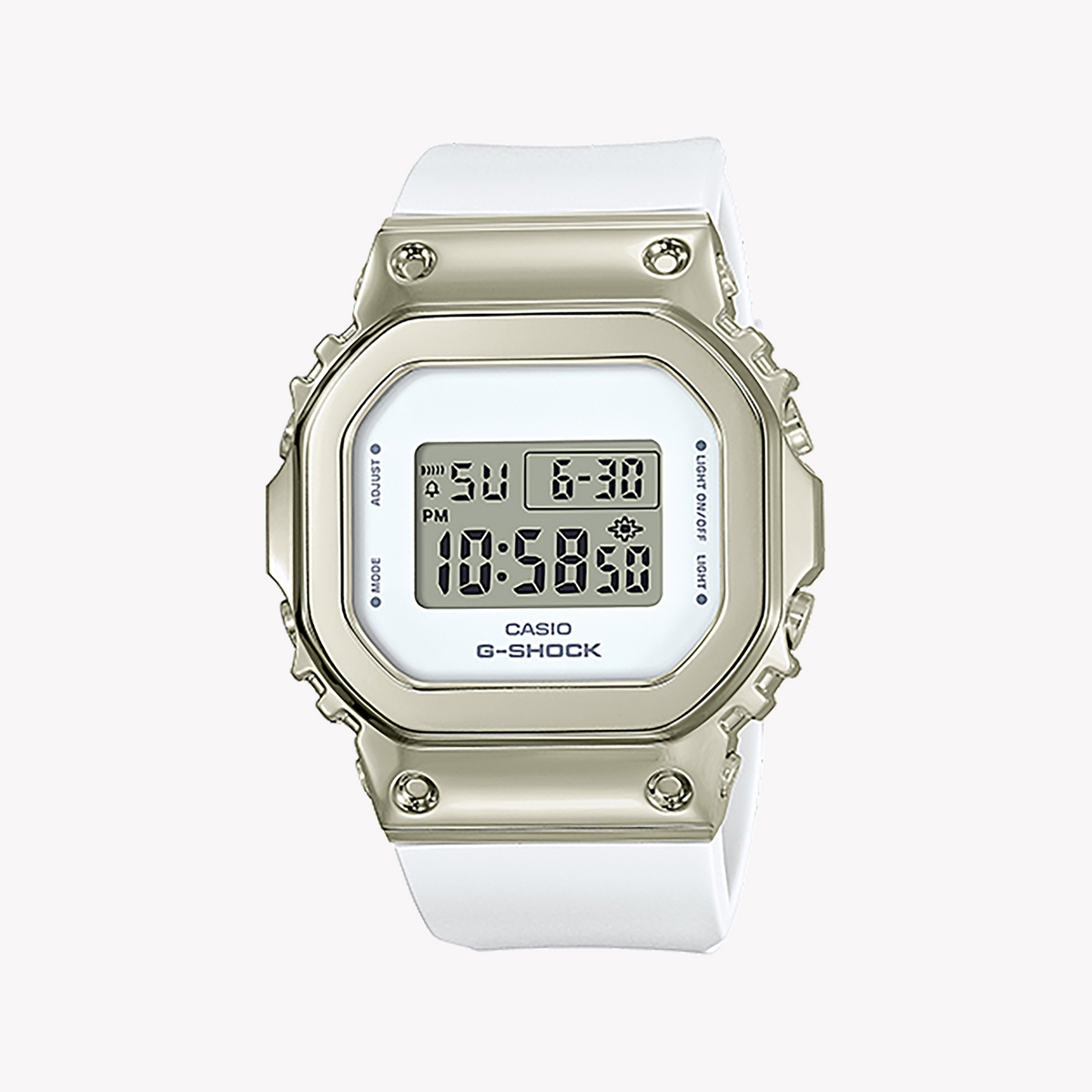 CASIO G-SHOCK GM-S5600G-7DR ELEGANT ADVENTURER - Women's Stylish Resin Band Watch with Digital Dial and White Steel Case