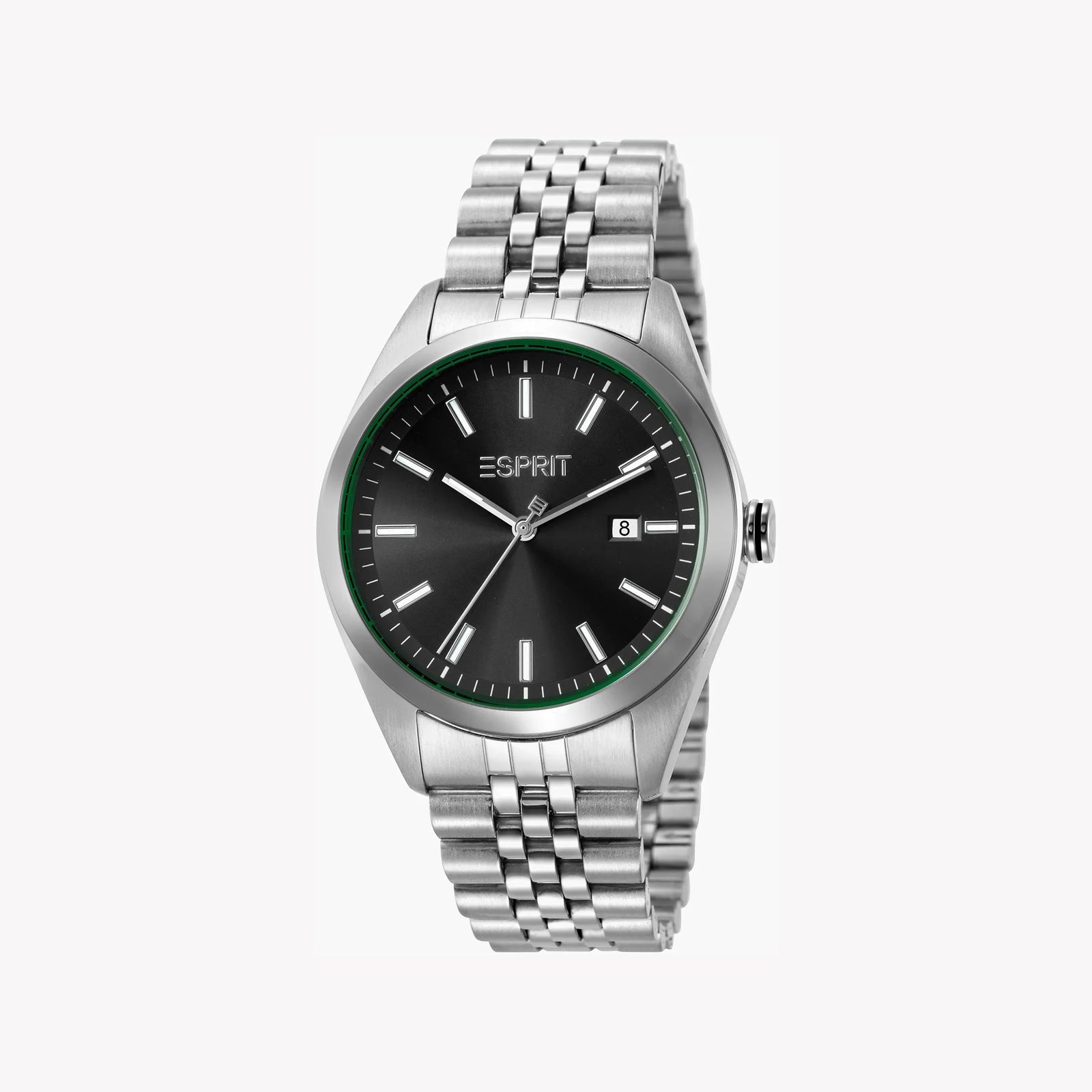 Esprit Men's Silver Stainless Steel Watch, Black Dial | Es1g173m0065 by i-watch