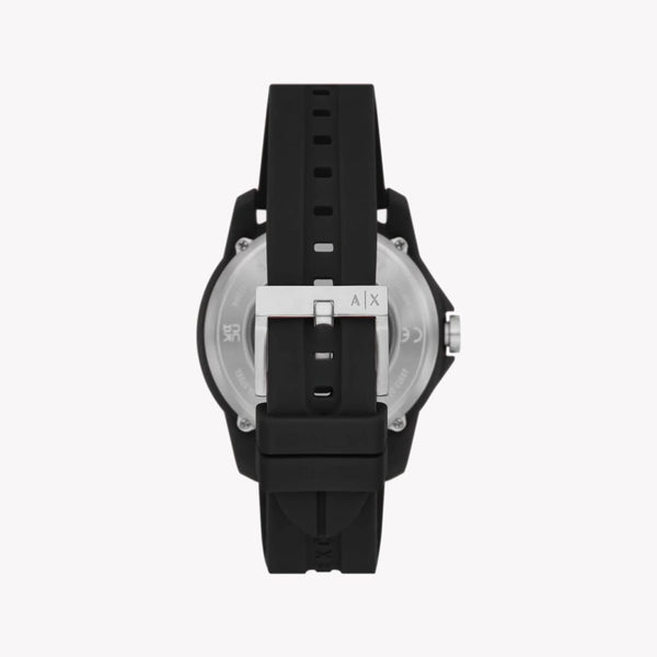 Armani Exchange Men's Black Silicone Watch, Silver Dial | Ax1726