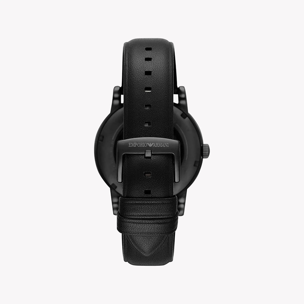 Emporio Armani Men's Black Leather Watch, Black Dial | Ar60012 by i-watch