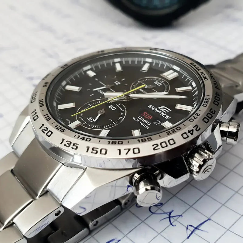 Casio Men's Stainless Steel Watch, Silver & Black Dial | Efr-574d-1avuef by i-watch