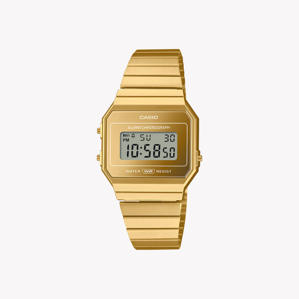 CASIO A700WEVG-9AEF ELEGANT CLASSIC - MODERN VERSATILITY UNISEX WATCH WITH METAL STRAP AND GOLD DIGITAL DISPLAY