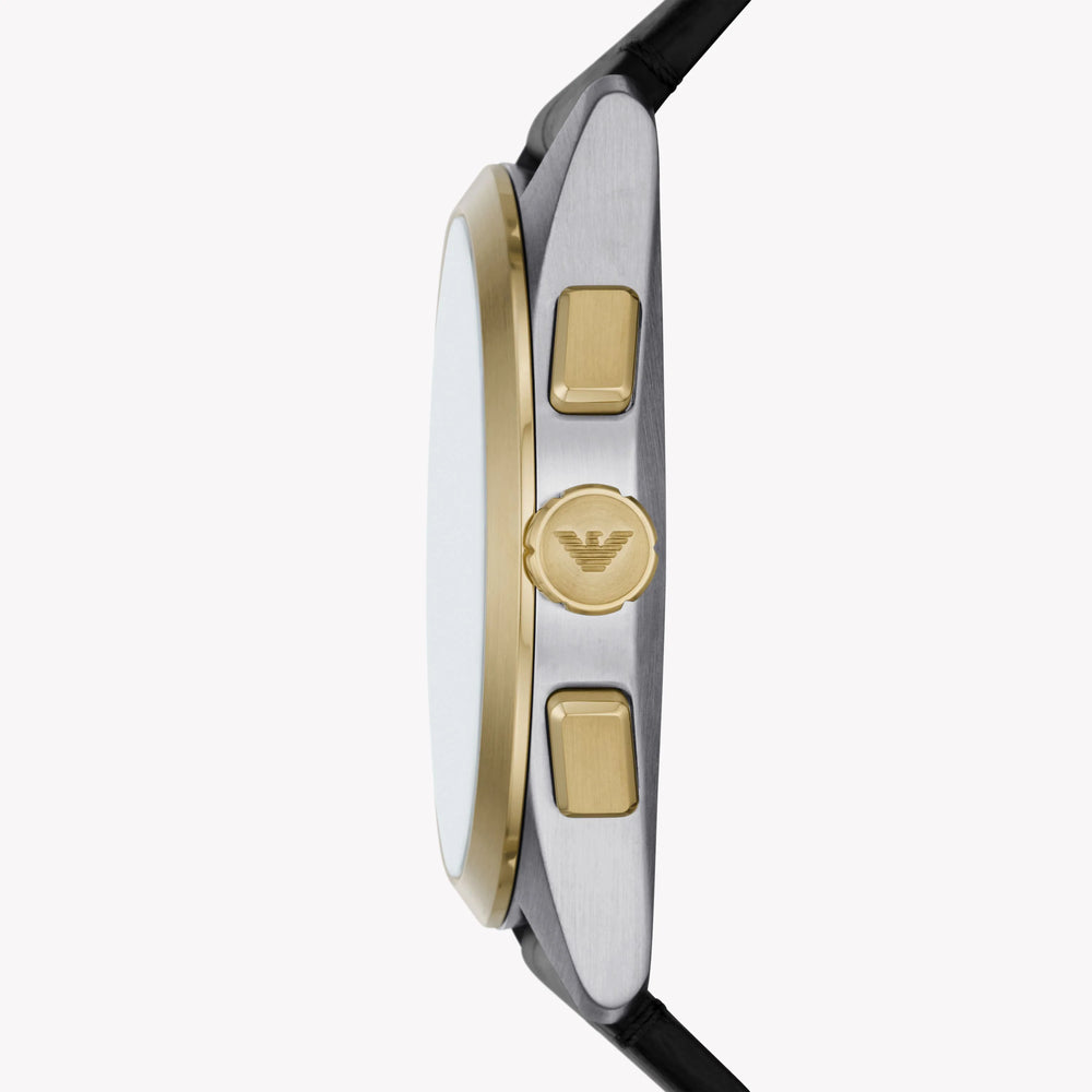 Emporio Armani Men's Silver Watch, Black Leather Band | Ar11498 by i-watch