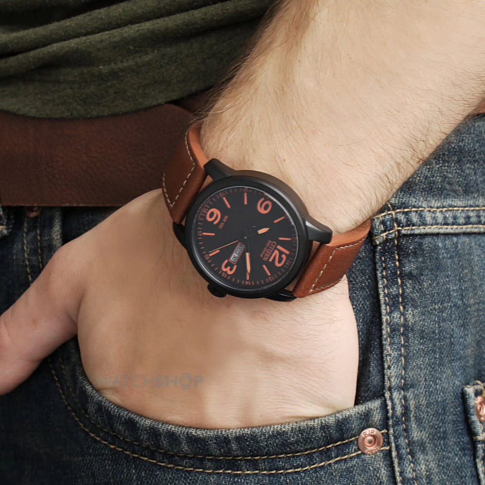 Citizen Men's Black Stainless Steel, Brown Leather | Bm8475-26e by i-watch