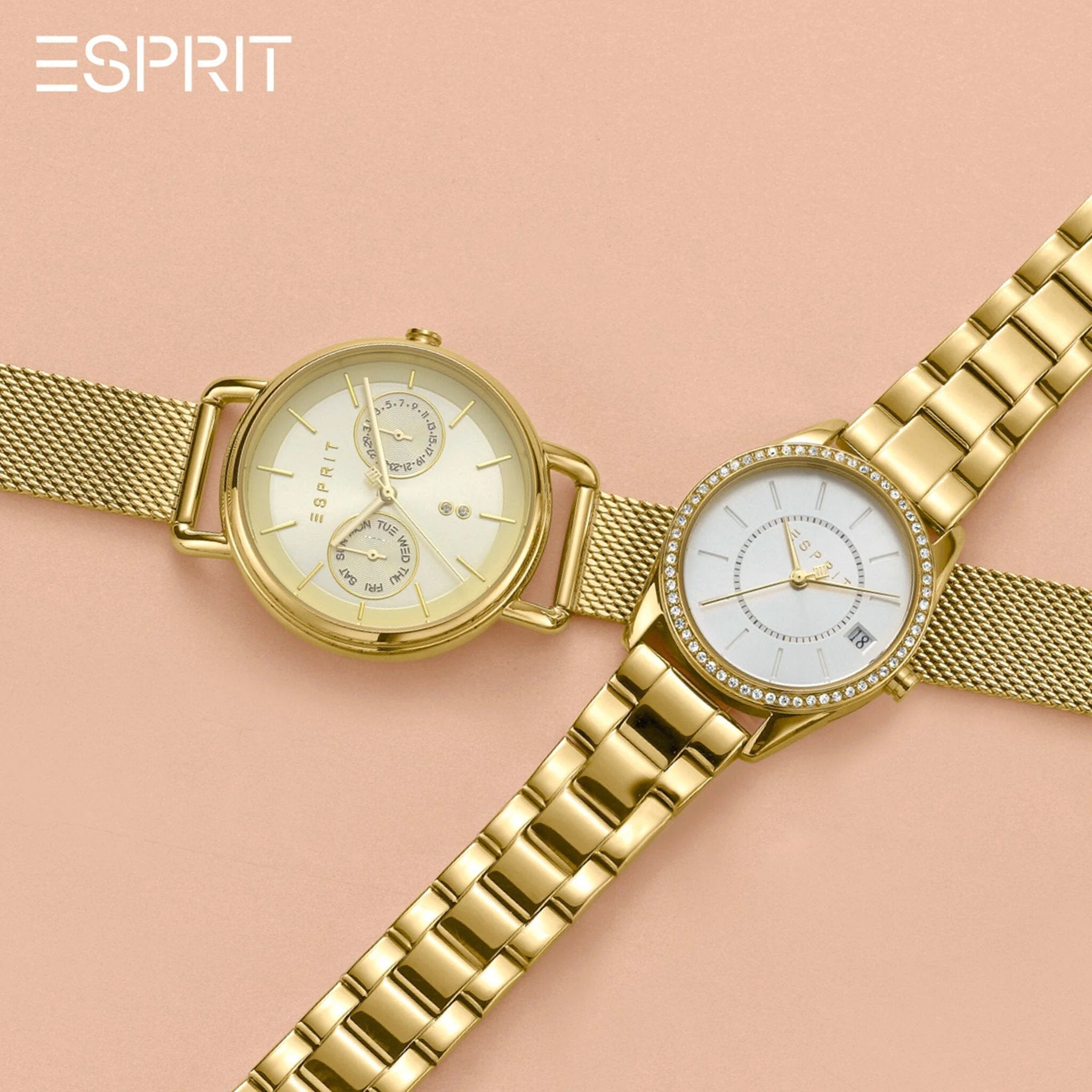 ESPRIT Women's Watch with Gold Stainless Steel Case and Gold Stainless Steel Band