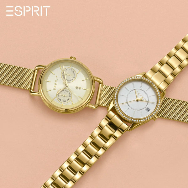 Esprit Women's Gold Stainless Steel Watch, Silver Dial | ES1L195M0085 by i-watch