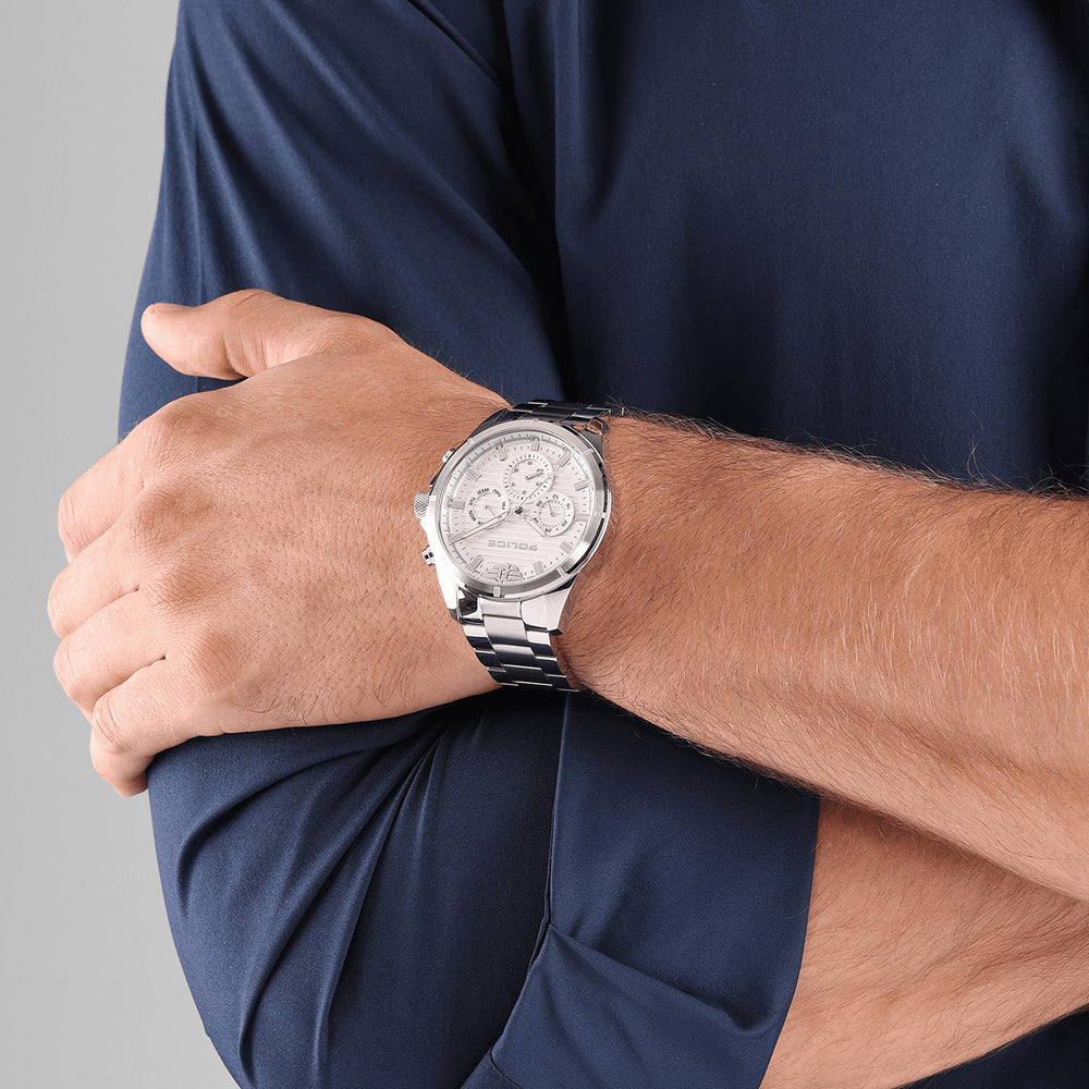 Police Men's Silver Stainless Steel Watch, White Dial | Pewjk2227805 by i-watch
