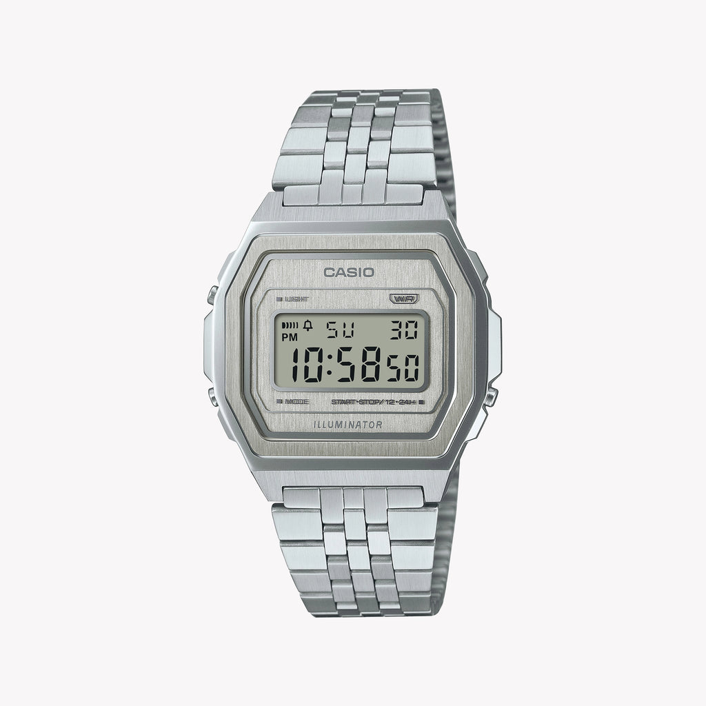 CASIO Men's Stainless Steel Digital Watch, Silver | A1000A-7EF