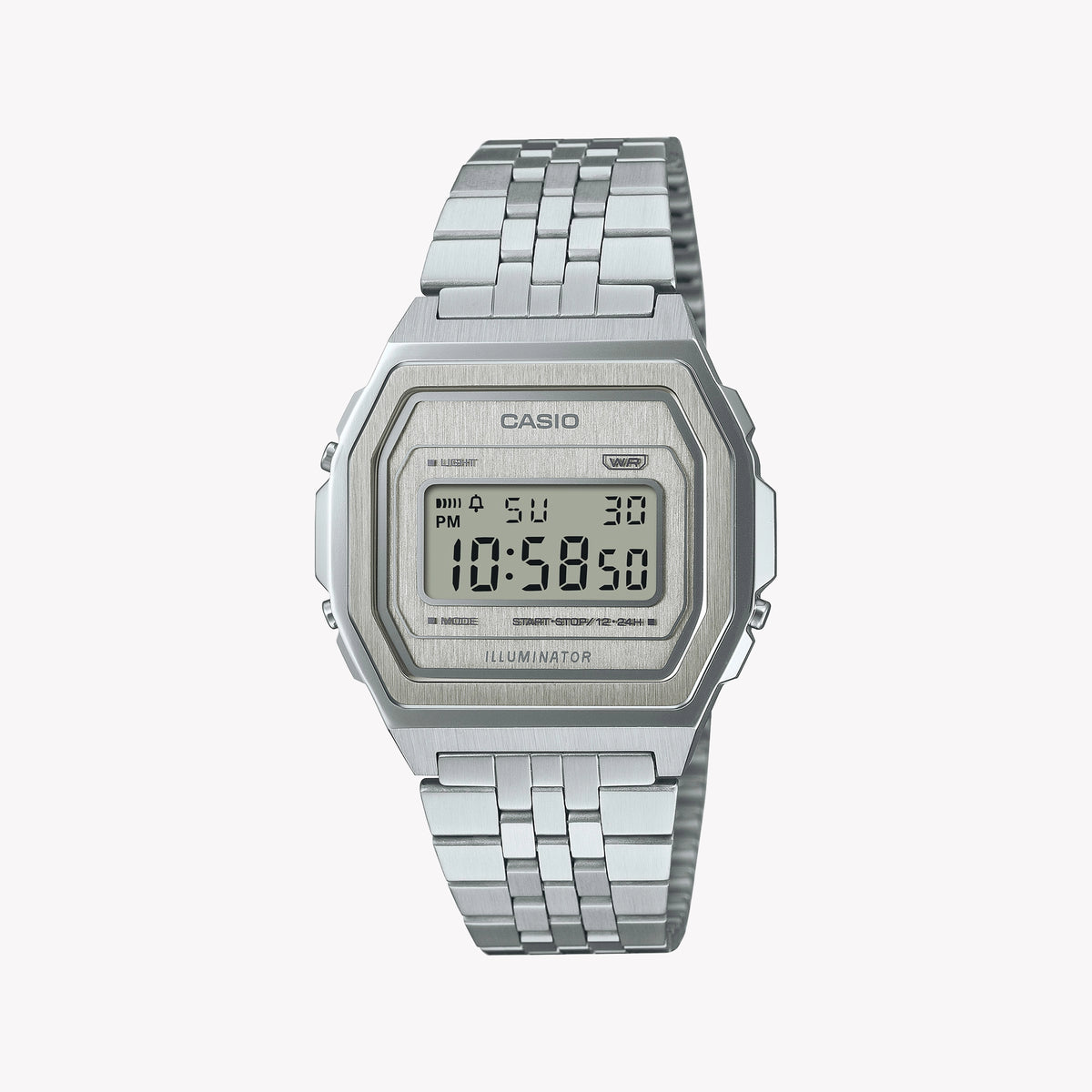 CASIO Men's Stainless Steel Digital Watch, Silver | A1000A-7EF