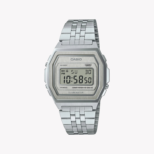 CASIO Men's Stainless Steel Digital Watch, Silver | A1000A-7EF