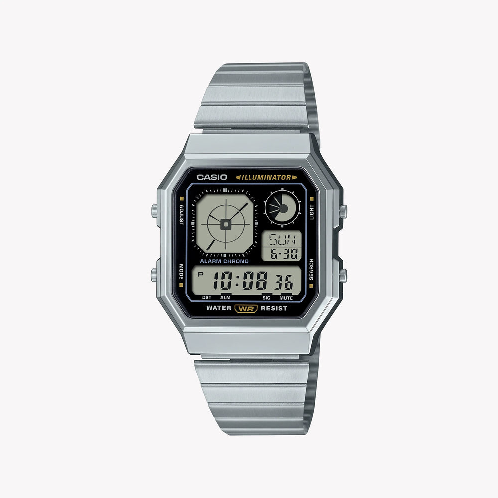 CASIO Unisex Silver Stainless Steel Digital Watch | A130WE-1AEF by i-watch