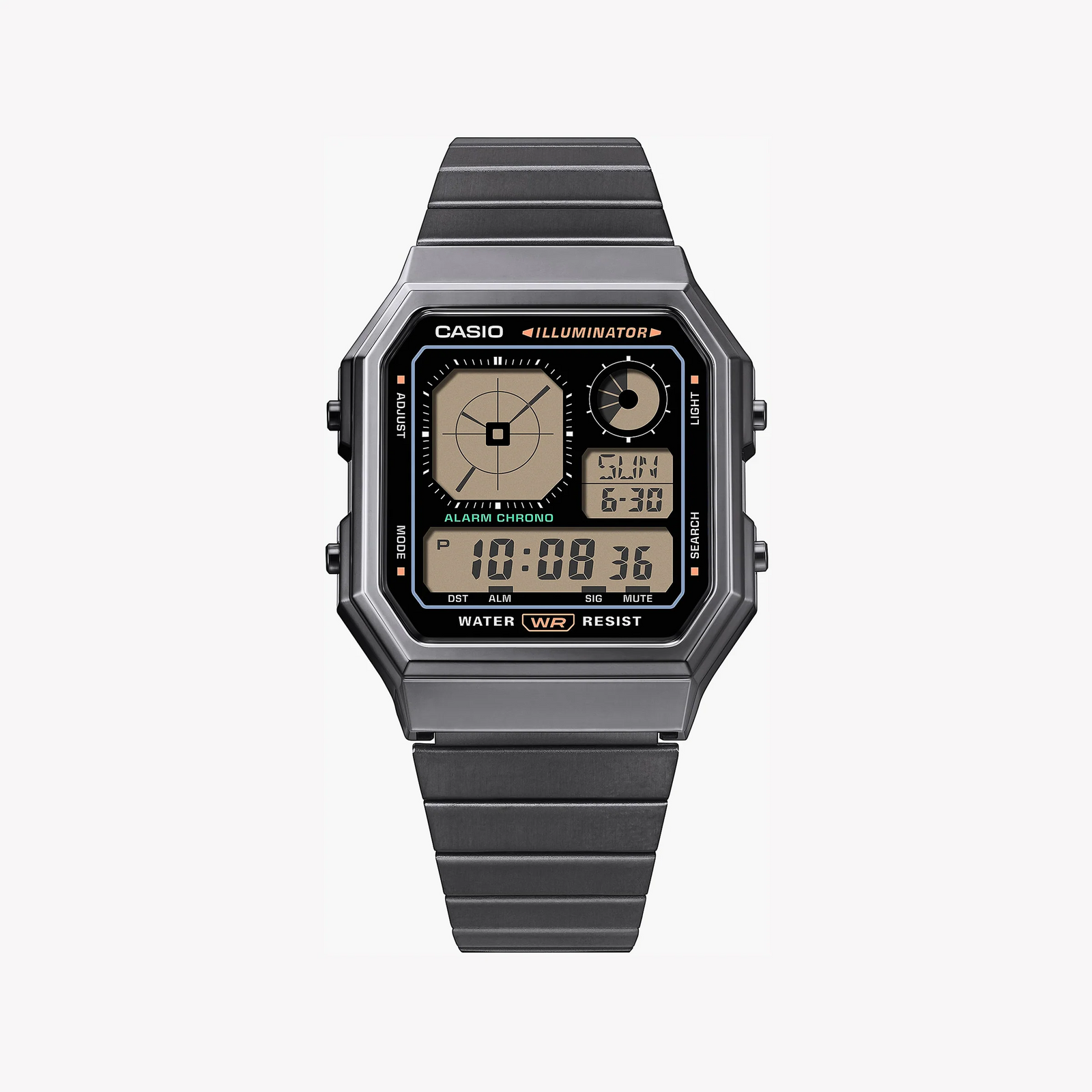 Casio Unisex's Grey/Black, Stainless Steel | A130wegg-1aef