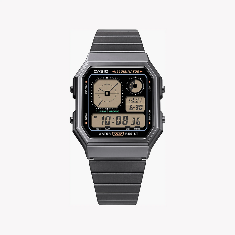 Casio Unisex's Grey/Black, Stainless Steel | A130wegg-1aef