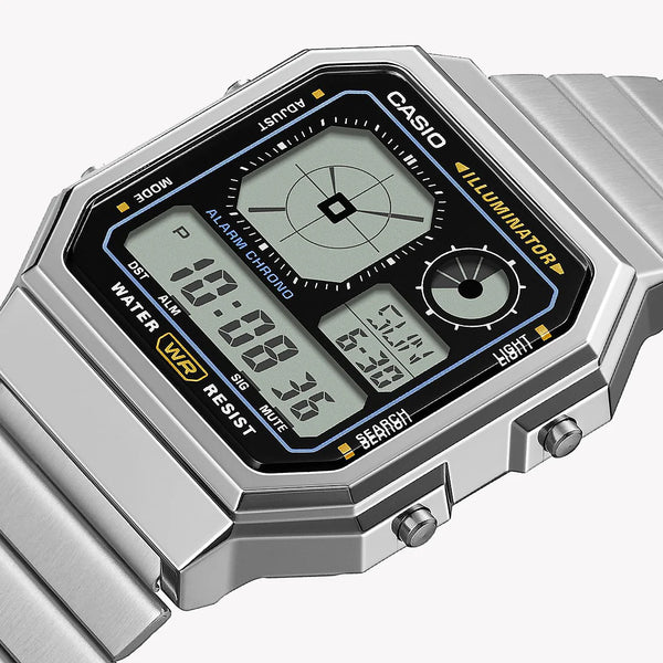 Casio Unisex's Grey/Black, Stainless Steel | A130wegg-1aef