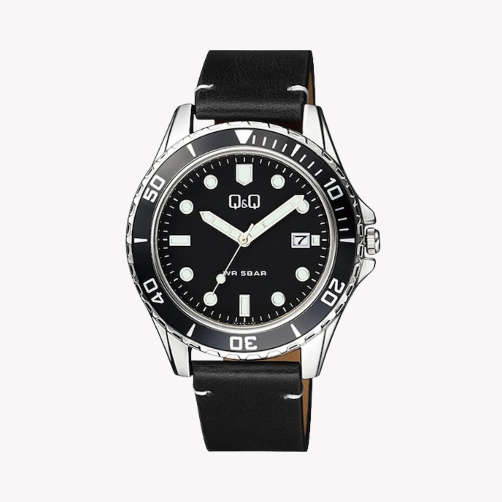 Q&Q Men's Silver Watch, Black Dial | A172J332Y