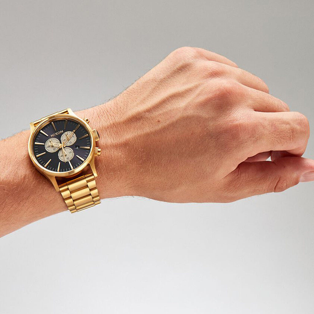 Nixon A386-2033 Men's Gold Stainless Steel & Black Dial Watch