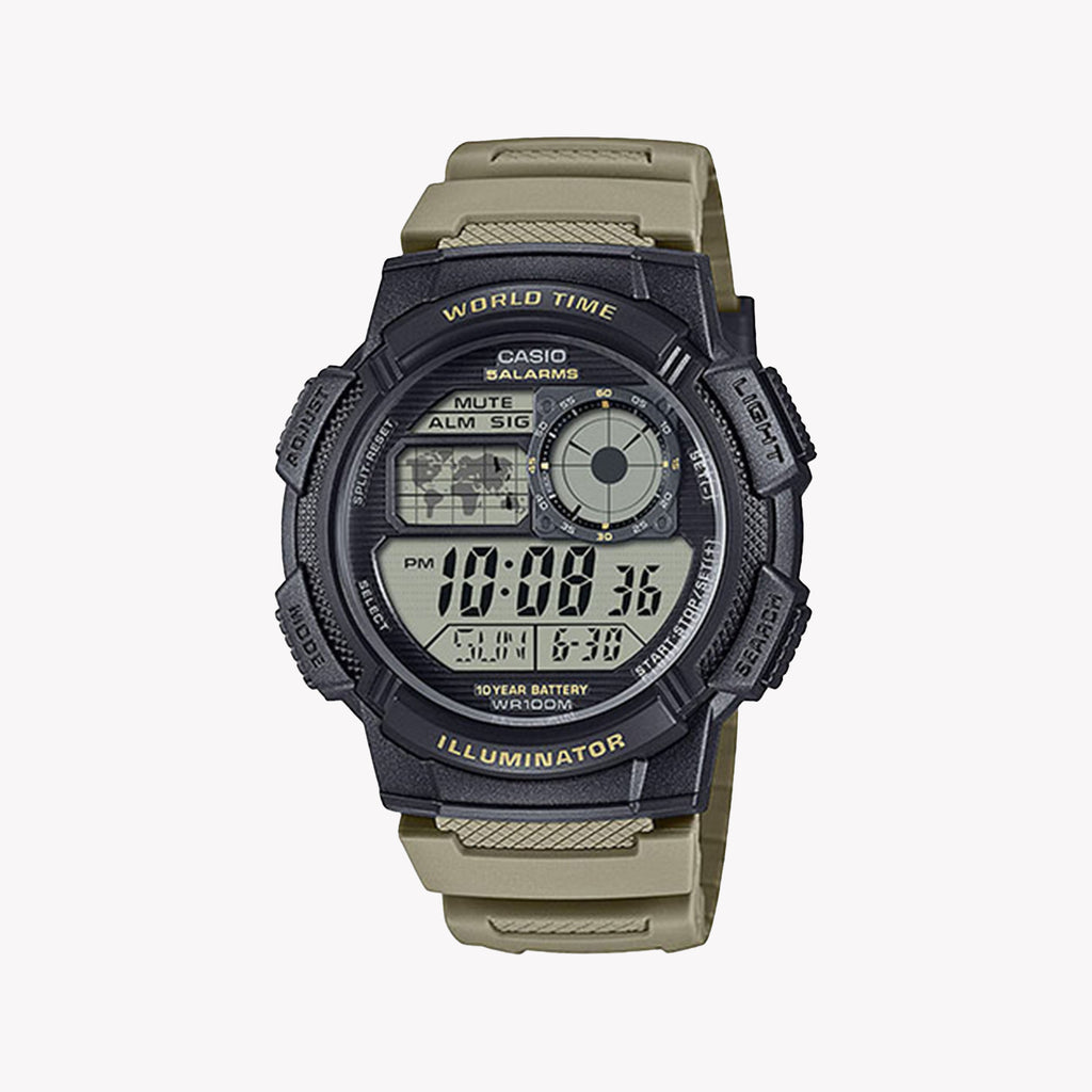 Casio Men's Black/Green Resin Watch | Ae-1000w-5avef