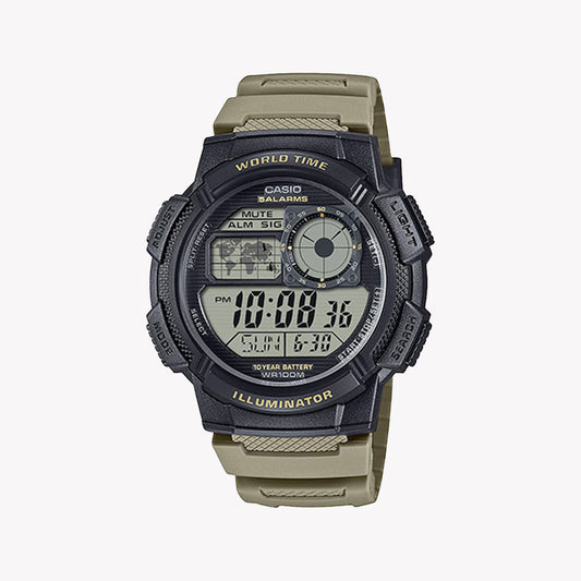 Casio Men's Black/Green Resin Watch | Ae-1000w-5avef