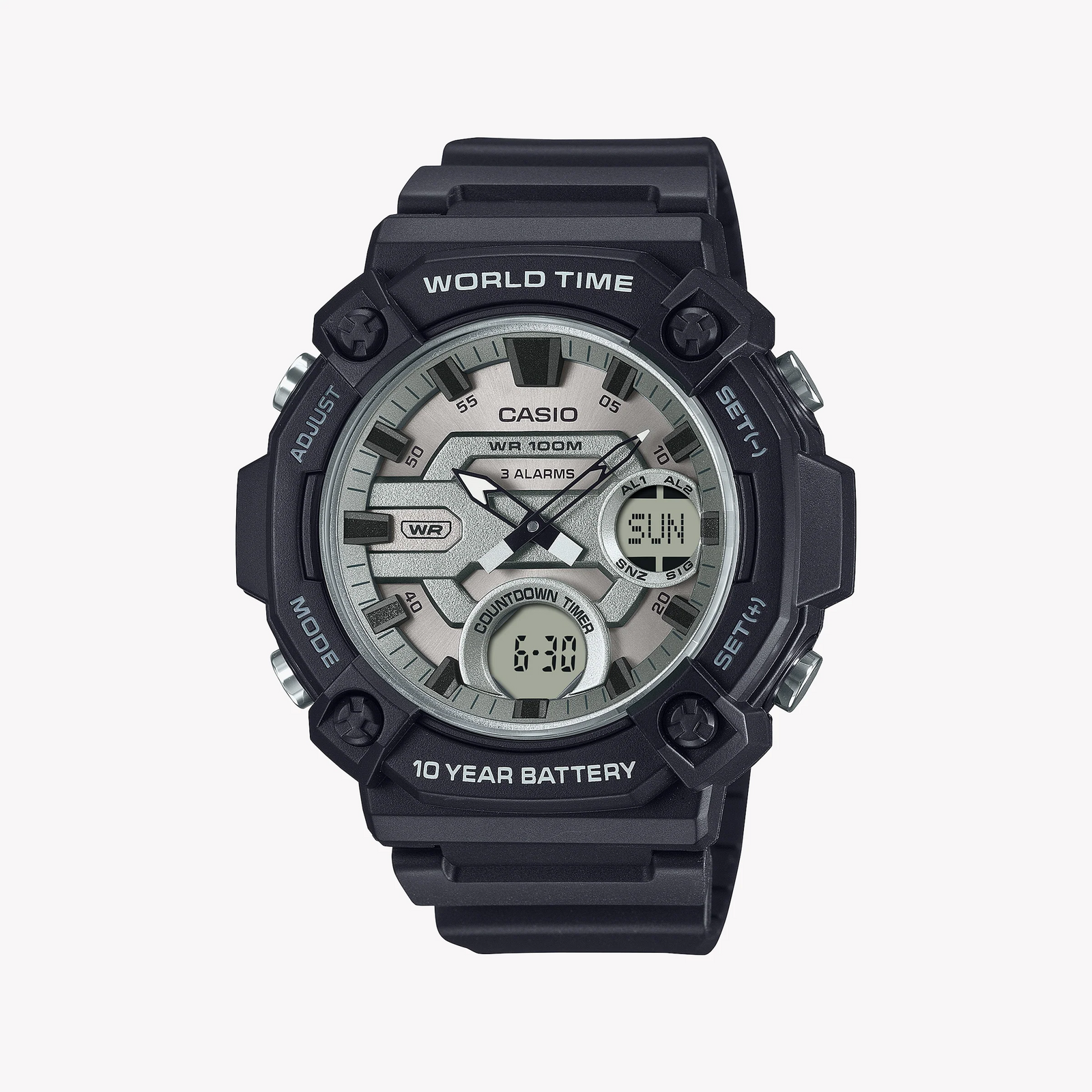 CASIO Men's Black Resin Watch, Silver Dial | AEQ-120W-7AVDF by i-watch