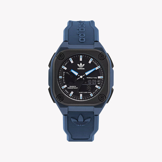 ADIDAS Men's Blue Rubber Sports Watch, Black Dial | AOST22545