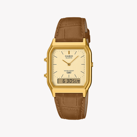 CASIO Unisex Leather Gold Watch | AQ-230EGL-9AEF
