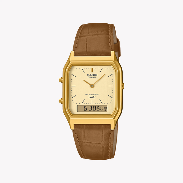 CASIO Unisex Leather Gold Watch | AQ-230EGL-9AEF