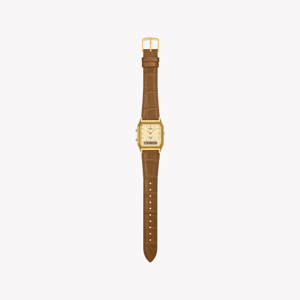 CASIO Unisex Leather Gold Watch | AQ-230EGL-9AEF
