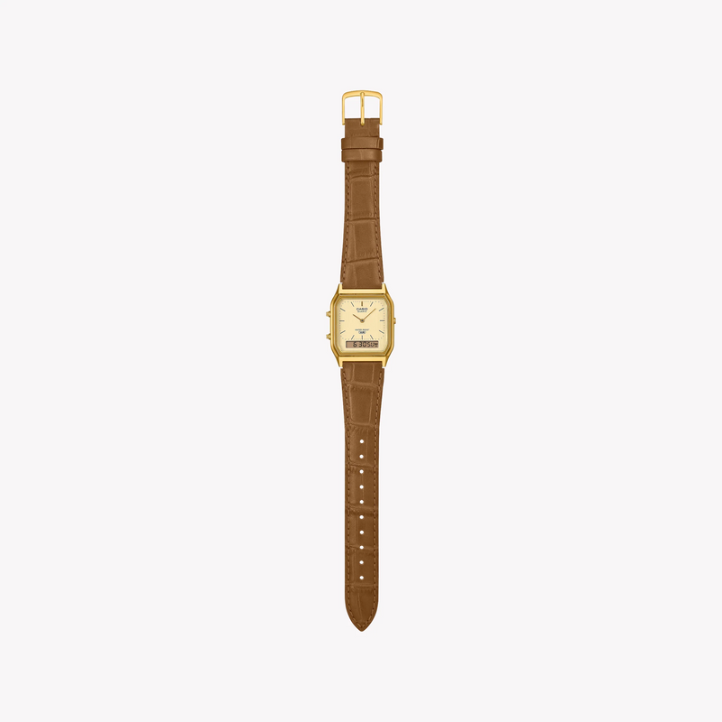 CASIO Unisex Leather Gold Watch | AQ-230EGL-9AEF by i-watch