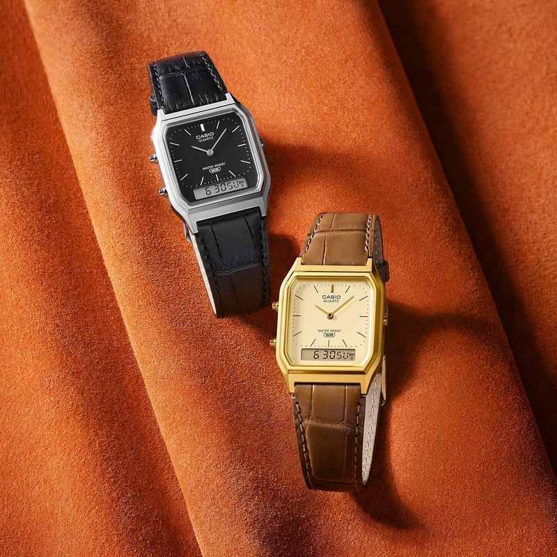 CASIO Unisex Leather Gold Watch | AQ-230EGL-9AEF by i-watch